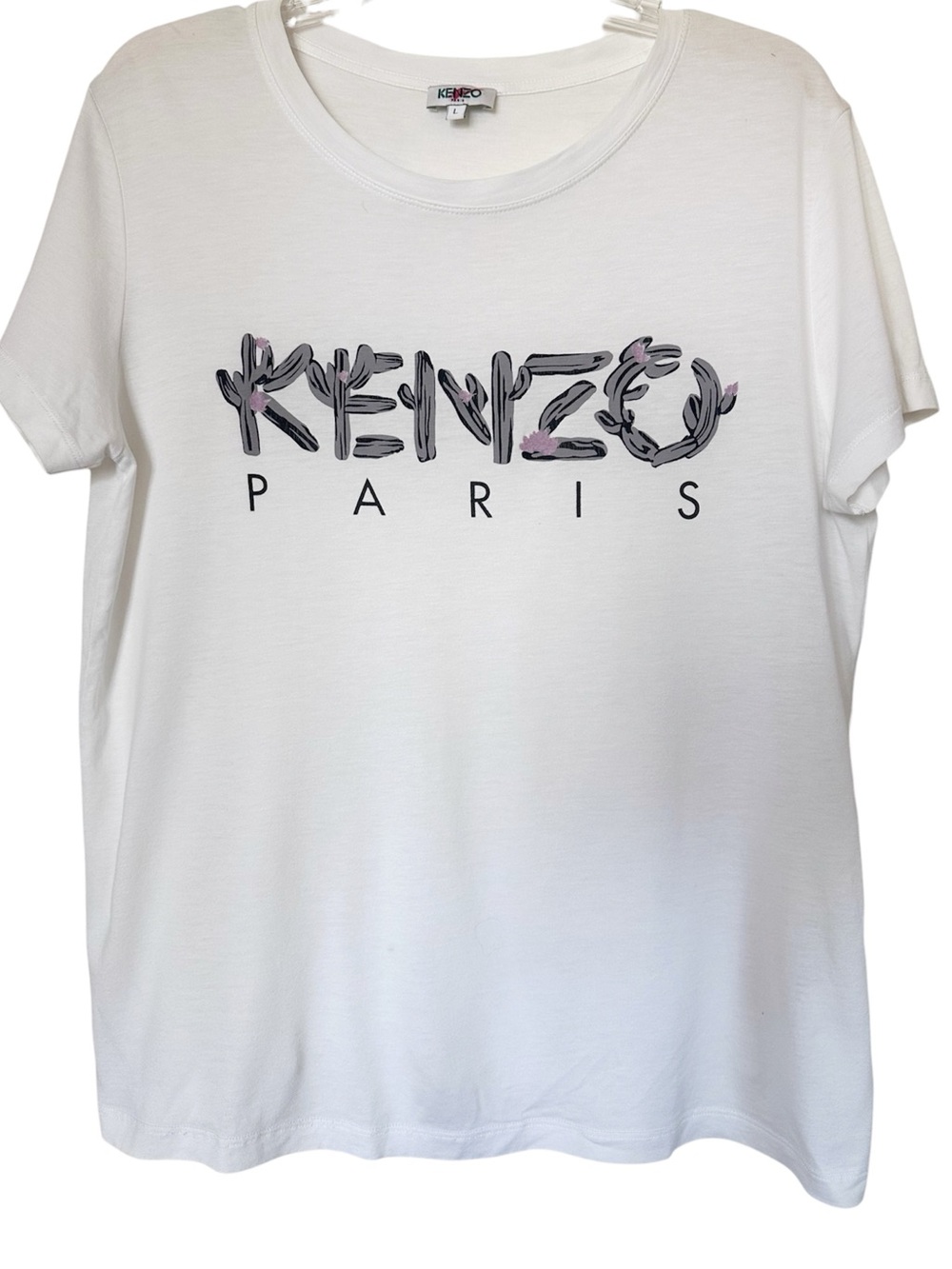 Kenzo Paris White Graphic Logo Tee Size L Streetwear Quiet Luxury